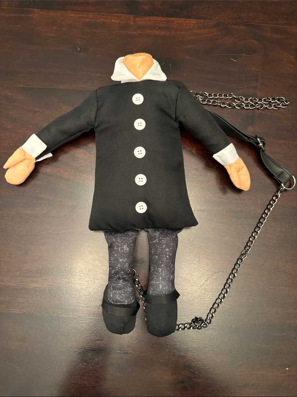 Addams Family Wednesday Doll Polyester Costume Purse with Strap and Chain